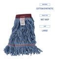 Mop Heads | Boardwalk BWKLM30311L Looped End Wideband Cotton/Synthetic Mop Heads - Large, Blue (12/Carton) image number 6