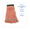 Mop Heads | Boardwalk BWK502OR 5 in. Super Loop Cotton/Synthetic Fiber Wet Mop Head - Medium, Orange (12/Carton) image number 4