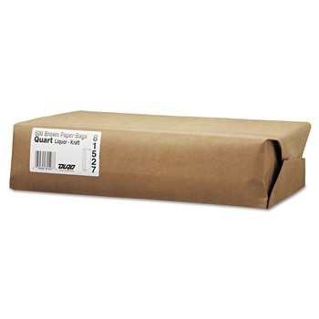 General 40036 4.25 in. x 2.5 in. x 16 in. Quart Size Liquor-Takeout Paper Bags - Natural (500/Bundle)