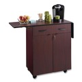 Refreshment Stations | Safco 8962MH 32.5 in. to 56.25 in. x 20.5 in. x 38.75 in. 1 Drawer 3 Shelves Engineered Wood Hospitality Cart with Drop Leaves - Mahogany image number 3