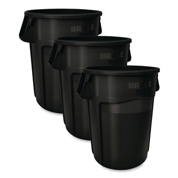 Rubbermaid Commercial 1779739 Brute 55 Gallon Resin Container - Black (3/Carton)