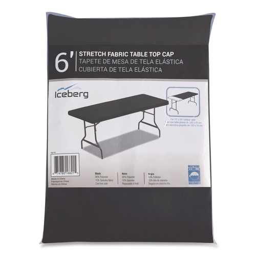 Table Covers & Skirts | Iceberg 16621 iGear 30 in. x 72 in. Polyester Fabric Table Top Cap Cover - Black image number 0