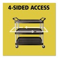 Carts | Rubbermaid Commercial FG409100BLA 40.63 in. x 20 in. x 37.81 in. 300 lbs. Capacity 3 Shelves Plastic Xtra Utility Cart with Open Sides - Black image number 7