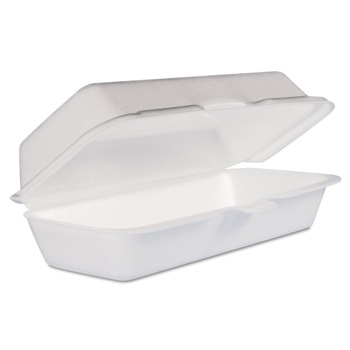 Dart 72HT1 3.8 in. x 7.1 in. x 2.3 in. Foam Hinged Lid Hot Dog Container - White (500/Carton)
