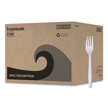 Boardwalk BWKFORKHWPPWIW Heavyweight Wrapped Polypropylene Fork Cutlery - White (1000/Carton)