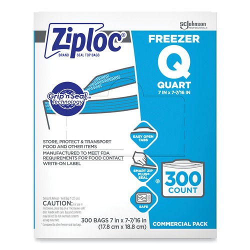 Resealable Bags | Ziploc 364957 7 in. x 7.75 in. 32 oz. Zipper Freezer Bags - Clear (300/Carton) image number 0