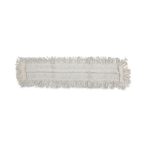 Mop Heads | Boardwalk BWK1636 36 in. x 5 in. Disposable Cotton/Synthetic Dust Mop Head with Sewn Center Fringe - White image number 0