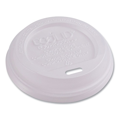 Cup Lids | Eco-Products EP-ECOLID-8 EcoLid PLA Renewable/Compostable 8 oz Hot Cup Lids - White (800/Carton) image number 0