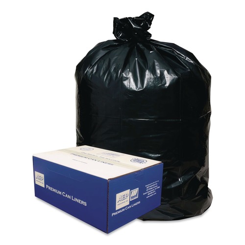 Low-Density Trash Bags | Classic 1506904 10 Gallon 0.6 mil 24 in. x 23 in. Linear Low-Density Can Liners - Black (25 Bags/Roll, 20 Rolls/Carton) image number 0