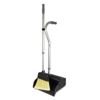 DUST PANS | Unger EDTBG 12 in. W x 45 in. H Metal Telescopic Ergo Dust Pan with Broom - Gray/Silver