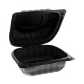 Food Containers & Lids | Pactiv Corp. YCNB06000000 EarthChoice 5.75 in. x 5.95 in. x 3.1 in. Microwavable MFPP Plastic Hinged Lid Container With SmartLock - Black (400/Carton) image number 0
