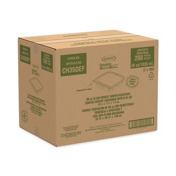 Dart CH35DEF ClearPac SafeSeal 7.9 in. x 8.8 in. x 1.8 in. Tamper-Resistant/Evident Containers - Clear (200/Carton)