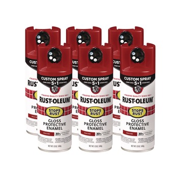 Rust-Oleum 376895 Stops Rust 5-in-1 Spray Paint, Gloss Regal Red, 12 oz Aerosol Can, 6/Carton