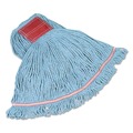 Mop Heads | Rubbermaid Commercial FGC15306BL00 Swinger Loop Cotton/Synthetic Wet Mop Heads - Large Blue (6/Carton) image number 0
