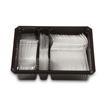 CUTLERY KITS | Dixie CH0369DX7 Tray with Plastic Forks/Knives/Spoons Combo Pack - Clear (180/Pack)