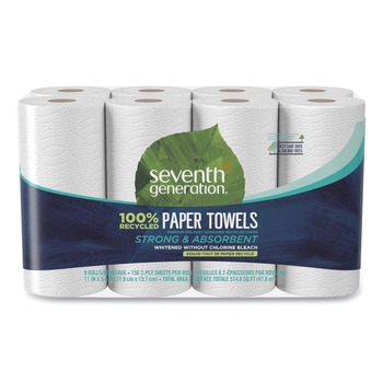 Seventh Generation SEV 13739 2-Ply 11 in. x 5.4 in. 156 Sheets 100% Recycled Paper Kitchen Towel Rolls (8/Pack)