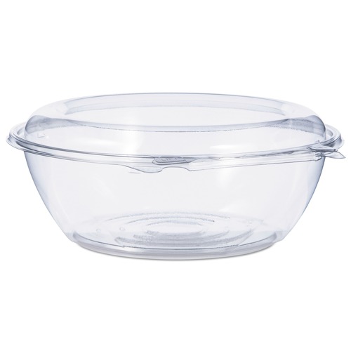 Food Storage Containers & Lids | Dart CTR48BD 48 oz. 8.9 in. Diameter x 3.4 in. Height Tamper-Resistant/Evident Plastic Bowls with Dome Lid - Clear (100/Carton) image number 0