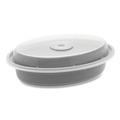 Food Containers & Lids | Pactiv Corp. OC12B Newspring VERSAtainer 6.8 x 4.8 x 1.45 12 oz Oval Plastic Microwavable Containers - Black/Clear (150/Carton) image number 0