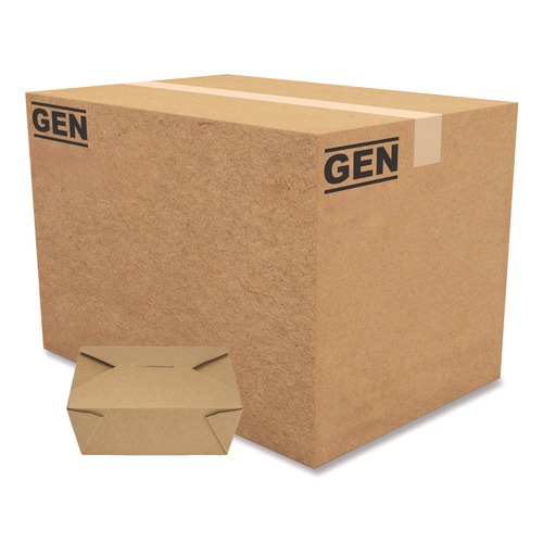 Food Containers & Lids | GEN KS10124 Reclosable 48 oz. Paper Take-Out Box - Kraft (300/Carton) image number 0