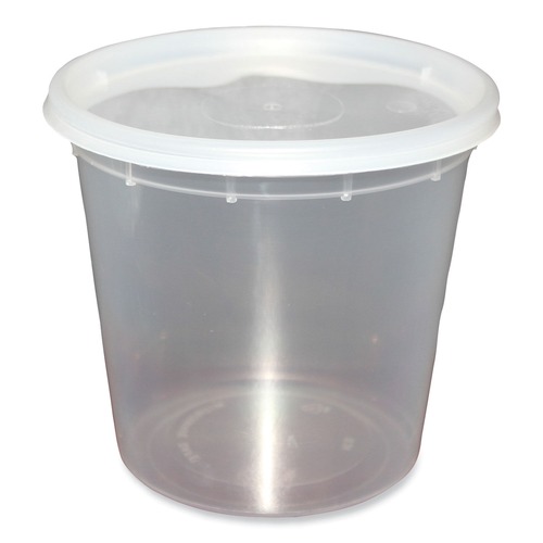 Food Containers & Lids | GEN TD40024E 24 oz. Plastic Container with Lid - Clear (240/Carton) image number 0