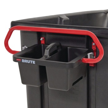 Rubbermaid Commercial 2229066 BRUTE 25.45 in. x 25.45 in. x 15 in. Ergonomic Rotomolded Tilt Truck Handle and Caddy - Red/Black