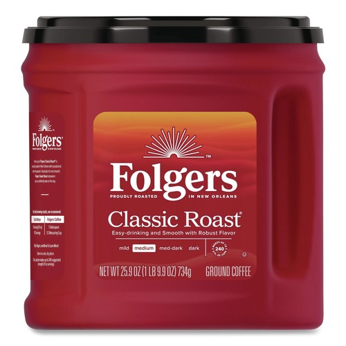 Coffee - Caffeinated | Folgers 2550030407 25.9 oz. Canister Classic Roast Ground Coffee image number 0