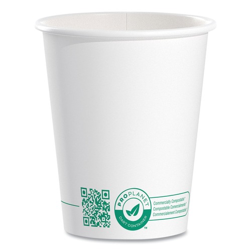 Cups | SOLO 370PLA-PLANET 10 oz Compostable Paper Hot Cups - White/Green (20/Carton) image number 0