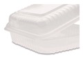 Perforated Roll & Hand Towels | Karat FP-HC99PP-1C Polypropylene Plastic Hinged Container 9.35 x 9.22 x 3.17 Clear Plastic 50/Pack 4 Packs/Carton image number 4