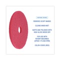 Floor Pads-Cleaning, Buffing & Polishing | Boardwalk BWK4017RED 17 in. Diameter Buffing Floor Pads - Red (5/Carton) image number 4