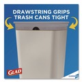 Drawstring & Kitchen Bags | Glad 70427 ForceFlex 13 Gallon 0.72 mil 23.75 in. x 24.88 in. Tall Kitchen Drawstring Trash Bags - Gray (100/Carton) image number 6