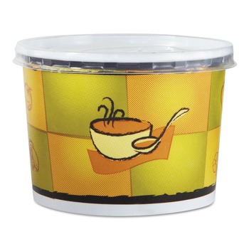Chinet 70412 12 oz. Streetside Squat Paper Food Container with Plastic Lid (250/Carton)