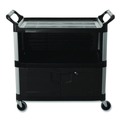 Carts | Rubbermaid Commercial FG409500BLA 40.63 in. x 20.75 in. x 37.81 in. 300 lbs. Capacity 3 Shelves Plastic Xtra Equipment Cart - Black image number 1