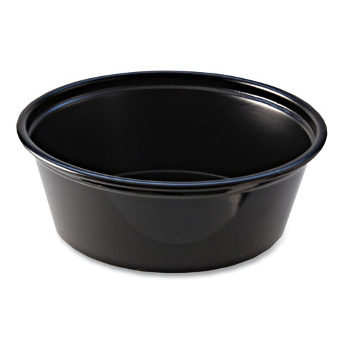 Cups | Fabri-Kal PC150SB 1.5 oz. Squat Portion Cups - Black (2500/Carton) image number 0