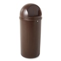 Indoor Waste Receptacles | Rubbermaid Commercial FG816088BRN Marshal 15-Gallon Plastic Round Classic Container - Brown image number 2