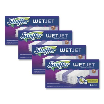 Swiffer 08443 WetJet 11.3 in. x 5.4 in. System Cloth Refills - White (24-Piece/Box, 4 Boxes/Carton)