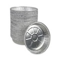 Food Containers & Lids | Boardwalk BWKROUND9 48 oz. 9 in. Diameter x 1.66 in. Round Aluminum To-Go Containers - Silver (500/Carton) image number 2