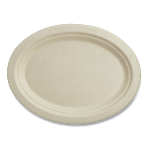 Plates | World Centric PLSCU12OLFS 9.9 in. x 12 in. Fiber Oval Plates - Natural (500/Carton) image number 0