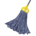 Mop Heads | Rubbermaid Commercial FGF51800BL00 24 oz. 1 in. Band Cotton/Synthetic Cut-End Blend Mop Head - Blue (12/Carton) image number 2