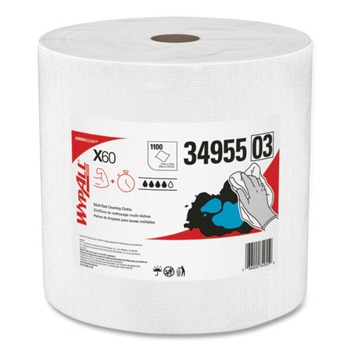 WypAll 34955 12.2 in. x 12.4 in. General Clean Jumbo Roll X60 Cloths - White (1/Carton)