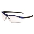 Eye Protection | MCR Safety DL310AF Dallas Wraparound Safety Glasses - Metallic Blue Frame/Clear Anti-Fog Lens image number 1