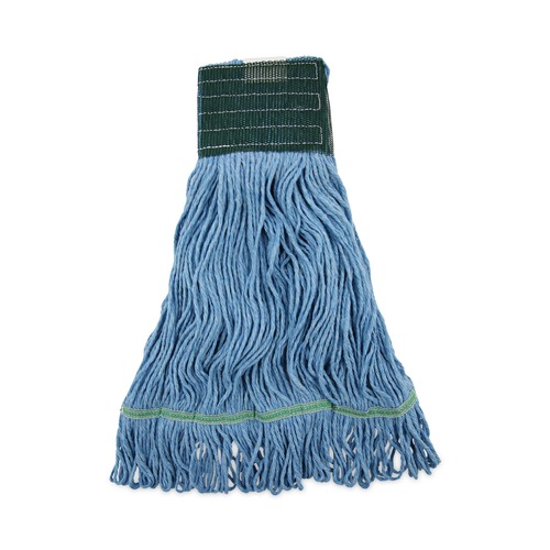 Mop Heads | Boardwalk BWK402BL Cotton/Rayon Fiber Premium Standard Mop Head - Medium, Blue (12/Carton) image number 0