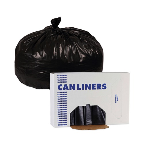 Low-Density Trash Bags | Boardwalk H7658HBK 38 in. x 58 in. 0.7 mil 60 gal. Linear Low Density Industrial Can Liners - Black (100/Carton) image number 0
