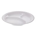 Plates | Pactiv Corp. 0TH100110000 Placesetter 9 in. Diameter 3-Compartment Plate Satin Non-Laminated Foam Dinnerware - White (500/Carton) image number 4
