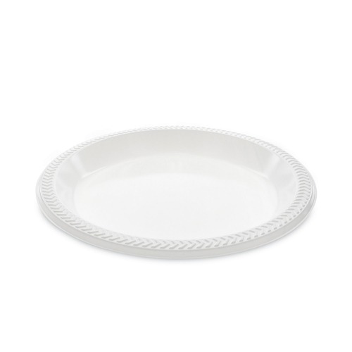 Plates | Pactiv Corp. MI10 10.25 in. Diameter Meadoware Impact Plastic Plate Dinnerware - White (500/Carton) image number 0