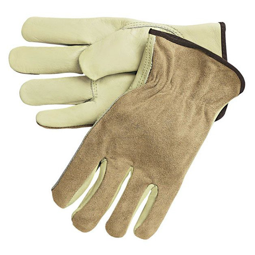 Work & Welding Gloves | MCR Safety 3205L Dual Leather Industrial Gloves - Large, Cream (1-Dozen) image number 0