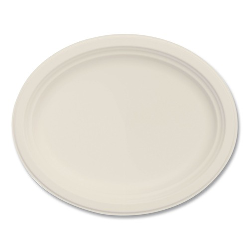 Plates | Dart 12FBRPLR1 12 in. Diameter Compostable Molded Fiber Platter Dinnerware - Natural (500/Carton) image number 0