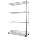 Racks & Shelving | Alera ALESW604818SR 48 in. x 18 in. x 72 in. NSF Certified 4-Shelf Wire Shelving Kit with Casters - Silver image number 0