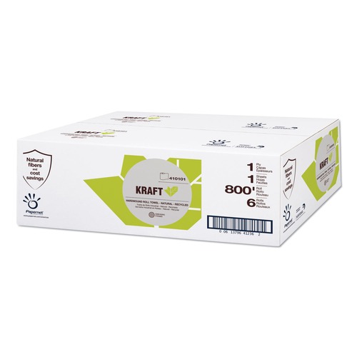 Perforated Roll & Hand Towels | Papernet 410101 7.8 in. x 800 ft. 1-Ply Kraft Tech Hardwound Paper Towel - Brown (6 Rolls/Carton) image number 0
