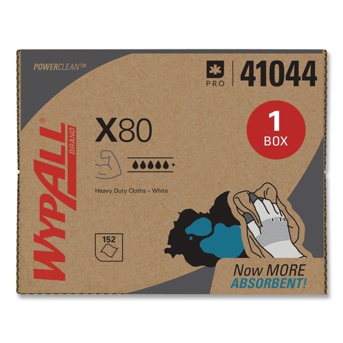 Perforated Roll & Hand Towels | WypAll 41044 11.1 in. x 16.8 in. BRAG Box HYDROKNIT X80 Cloths - White (160/Carton) image number 0
