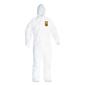 Ansell KCC49112 A20 Hood and Elastic-Back Breathable Particle Protection Coveralls - Medium, White (24/Carton)